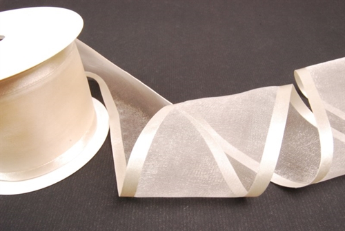 Band 25m/ 70mm, Organza D-Face satin, ecru Band 25m/ 70mm, Organza D-Face satin, ecru