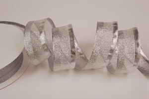 Band 20m/ 25mm, Lurex Streifen, silber Band 20m/ 25mm, Lurex Streifen, silber