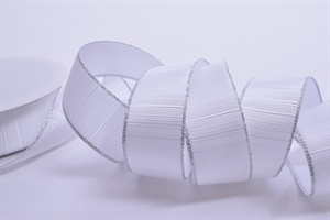 Band 25m/ 25mm, gerippt mit Kante, weiss/silber Band 25m/ 25mm, gerippt mit Kante, weiss/silber