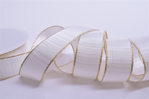 Band 25m/ 25mm, gerippt mit Kante, creme/gold Band 25m/ 25mm, gerippt mit Kante, creme/gold