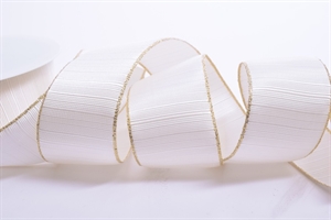 Band 25m/ 40mm, gerippt mit Kante, creme/gold Band 25m/ 40mm, gerippt mit Kante, creme/gold