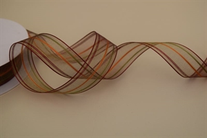 Band 20m/ 25mm, Streifen-Tüll, rotbraun Band 20m/ 25mm, Streifen-Tüll, rotbraun