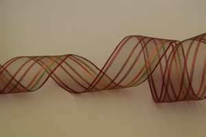 Band 20m/ 40mm, Streifen-Tüll, rotbraun Band 20m/ 40mm, Streifen-Tüll, rotbraun