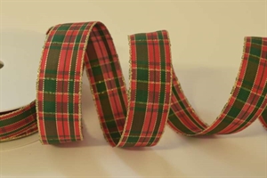 Band 25m/ 25mm, Karo, rot/grün Band 25m/ 25mm, Karo, rot/grün