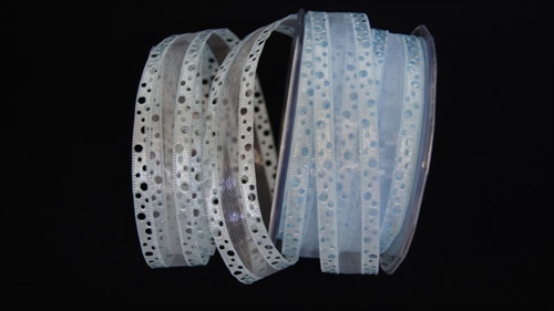 Band 20m/ 20mm, Organza m. Lochrand, hblau Band 20m/ 20mm, Organza m. Lochrand, hblau
