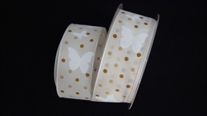 Band 20m/ 40mm, Fee Punkte Mab, natur Band 20m/ 40mm, Fee Punkte Mab, natur