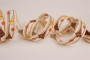 Band 20m/ 25mm, Leinen m. Sternen, natur Band 20m/ 25mm, Leinen m. Sternen, natur