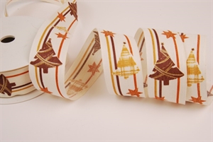 Band 20m/ 40mm, Leinen m. Sternen, natur Band 20m/ 40mm, Leinen m. Sternen, natur