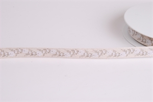 Band 20m/ 15mm, Blumen auf Leinen, natur Band 20m/ 15mm, Blumen auf Leinen, natur