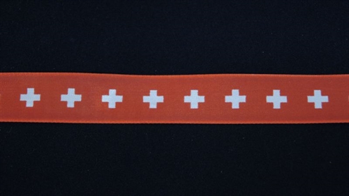 Band 25m/ 25mm, Schweizerkreuz, rot Band 25m/ 25mm, Schweizerkreuz, rot