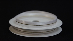 Band 20m/ 10mm, uni & tüll, weiss/gold Band 20m/ 10mm, uni & tüll, weiss/gold