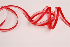 Band 20m/ 10mm, uni & tüll, rot/silber Band 20m/ 10mm, uni & tüll, rot/silber