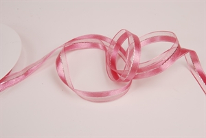 Band 20m/ 10mm, uni & tüll, altrosa/silber Band 20m/ 10mm, uni & tüll, altrosa/silber