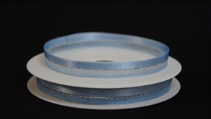 Band 20m/ 10mm, uni & tüll, hblau/silber 70 Band 20m/ 10mm, uni & tüll, hblau/silber 70