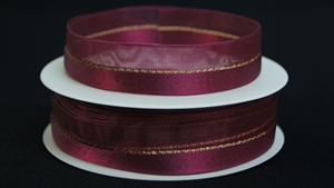 Band 20m/ 22mm, uni & tüll, bordeaux Band 20m/ 22mm, uni & tüll, bordeaux
