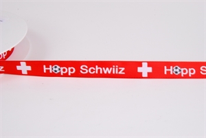 Band 25m/ 15mm, Hopp Schwiiz, rot Band 25m/ 15mm, Hopp Schwiiz, rot