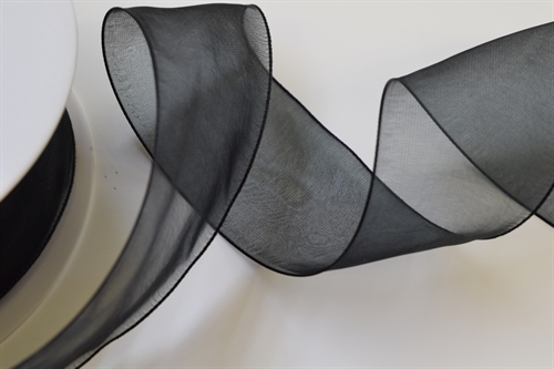 Band 50m/ 25mm, Organza, schwarz Band 50m/ 25mm, Organza, schwarz