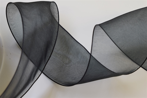 Band 50m/ 40mm, Organza, schwarz Band 50m/ 40mm, Organza, schwarz