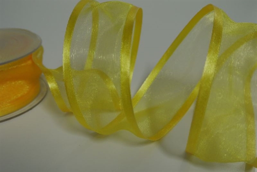 Band 25m/ 40mm, Organza d-face Satin, gelb Band 25m/ 40mm, Organza d-face Satin, gelb