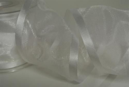 Band 25m/ 70mm, Organza d-face Satin, weiss Band 25m/ 70mm, Organza d-face Satin, weiss