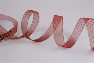 Band 25m/ 25mm, Tupfen auf Tüll, rot Band 25m/ 25mm, Tupfen auf Tüll, rot