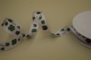 Band 25m/ 15mm, Kleeblatt & Zylinder, grün/schwarz Band 25m/ 15mm, Kleeblatt & Zylinder, grün/schwarz