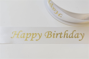 Band 25m/ 24mm, Happy Birthday, weiss/gold Band 25m/ 24mm, Happy Birthday, weiss/gold