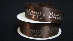 Band 25m/ 24mm, Happy Birthday, braun/silber Band 25m/ 24mm, Happy Birthday, braun/silber
