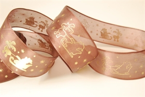 Band 25m/ 40mm, Schlitten m. Niko, braun/gold Band 25m/ 40mm, Schlitten m. Niko, braun/gold