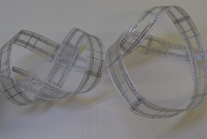 Band 25m/ 15mm, Karo Lurex, silber Band 25m/ 15mm, Karo Lurex, silber