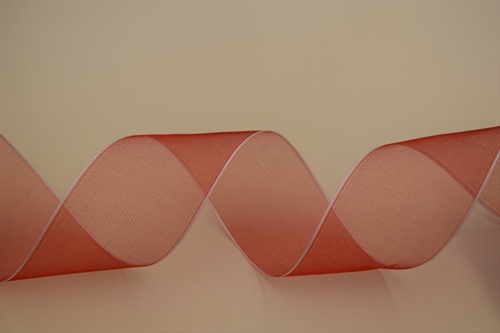 Band 25m/ 40mm, Organza - weisse Kante, rot