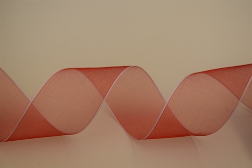 Band 25m/ 40mm, Organza - weisse Kante, rot Band 25m/ 40mm, Organza - weisse Kante, rot