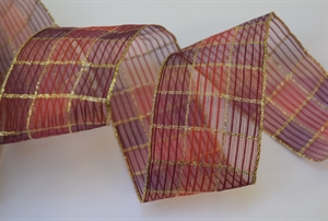 Band 25m/ 40mm, Karo-Tüll, aubergine Band 25m/ 40mm, Karo-Tüll, aubergine