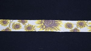 Band 25m/ 25mm, Sonnenblume auf Leinen, gelb Band 25m/ 25mm, Sonnenblume auf Leinen, gelb