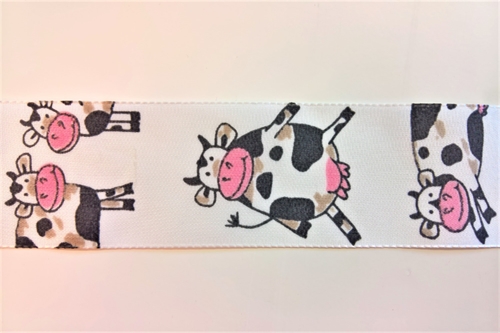 Band 25m/ 40mm, Kühe, weiss/schwarz Band 25m/ 40mm, Kühe, weiss/schwarz