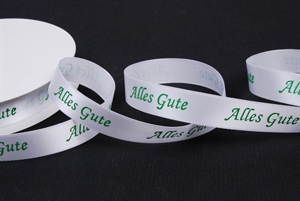 Band 25m/ 15mm, Alles Gute, weiss/grün Band 25m/ 15mm, Alles Gute, weiss/grün