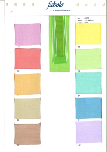 Band 25m/ 25mm, Organza mit Rand, gelb Band 25m/ 25mm, Organza mit Rand, gelb