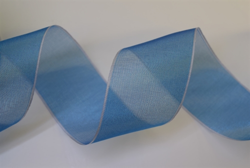 Band 25m/ 40mm, Organza mit Rand, dblau Band 25m/ 40mm, Organza mit Rand, dblau