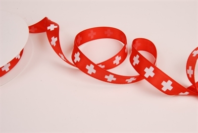Band 50m/ 15mm, Schweizerkreuz, rot Band 50m/ 15mm, Schweizerkreuz, rot