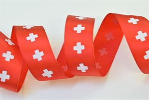 Band 50m/ 25mm, Schweizerkreuz, rot Band 50m/ 25mm, Schweizerkreuz, rot