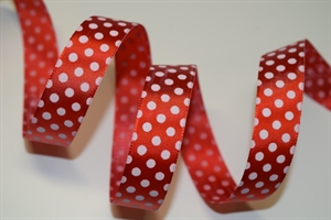 Band 25m/ 15mm, Punkte weiss, rot Band 25m/ 15mm, Punkte weiss, rot