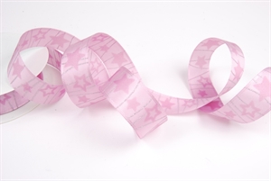 Band 25m/ 25mm, Stern & Streifen, rosa Band 25m/ 25mm, Stern & Streifen, rosa