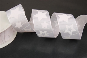 Band 25m/ 40mm, Stern & Streifen, weiss Band 25m/ 40mm, Stern & Streifen, weiss