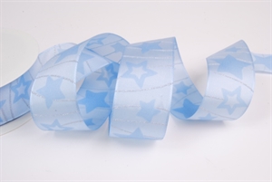 Band 25m/ 40mm, Stern & Streifen, hblau Band 25m/ 40mm, Stern & Streifen, hblau