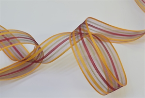 Band 25m/ 25mm, Organza Streifen, ocker Band 25m/ 25mm, Organza Streifen, ocker
