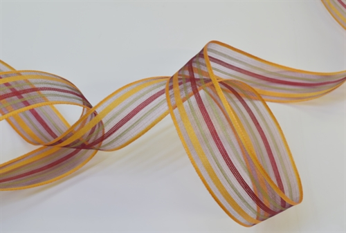 Band 25m/ 25mm, Organza Streifen, ocker Band 25m/ 25mm, Organza Streifen, ocker
