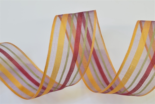 Band 25m/ 40mm, Organza Streifen, ocker Band 25m/ 40mm, Organza Streifen, ocker