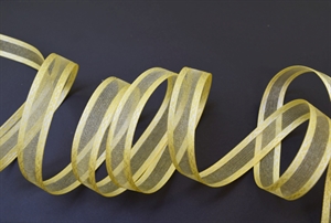 Band 25m/ 15mm, Motiv an Organza, gelb Band 25m/ 15mm, Motiv an Organza, gelb