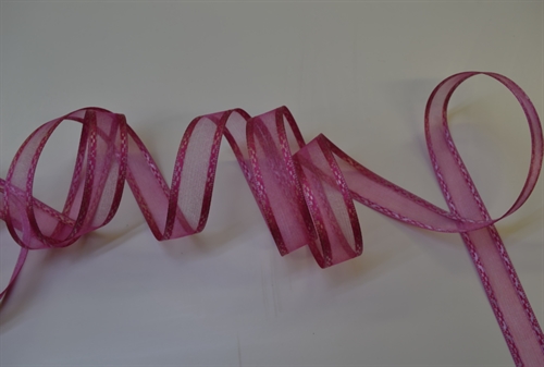 Band 25m/ 15mm, Motiv an Organza, rosa Band 25m/ 15mm, Motiv an Organza, rosa