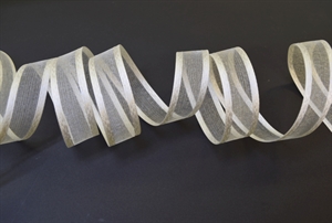 Band 25m/ 15mm, Motiv an Organza, creme Band 25m/ 15mm, Motiv an Organza, creme